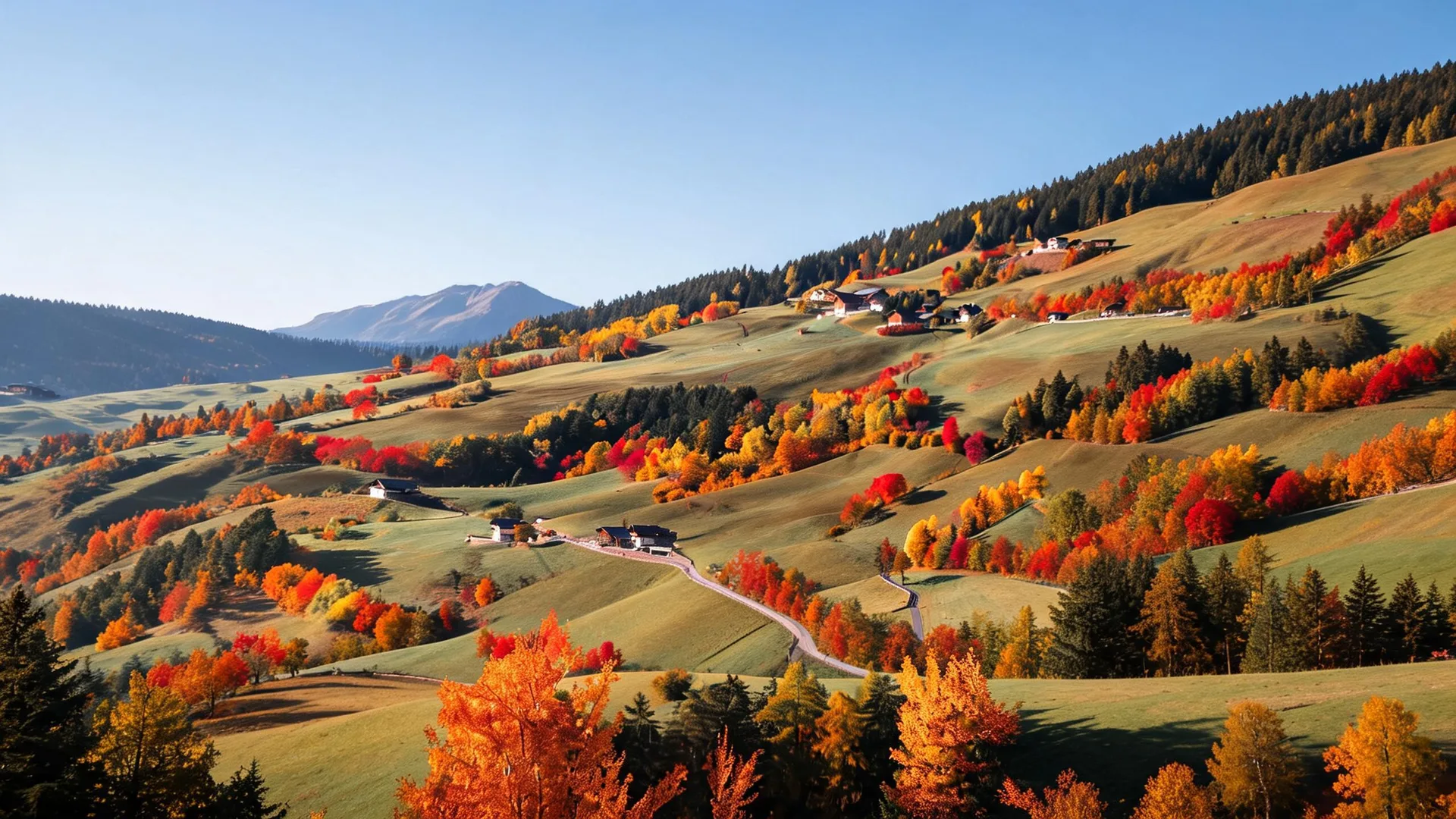 Autumn Alpine Hills Azure 2, Neon background