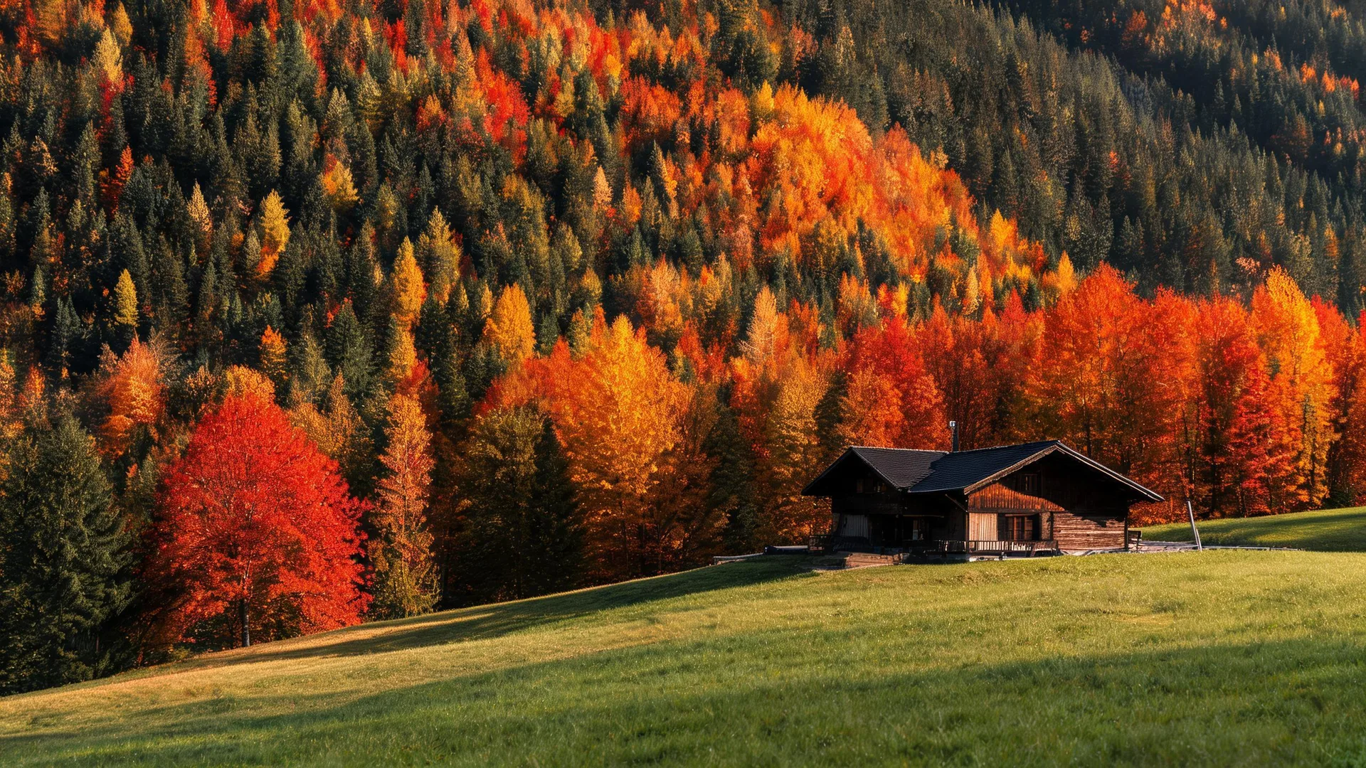 Autumn Alpine Hills Gold, Neon background