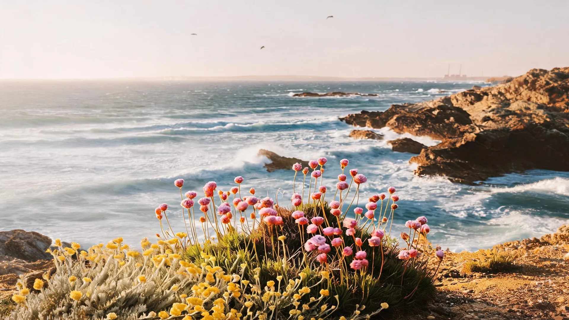 Coastal Thrift Flowers, Gradients background