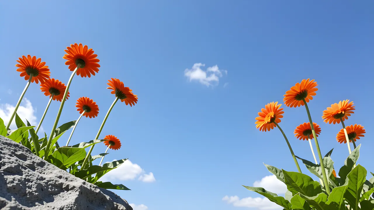 Daisies and Sky, Nature background