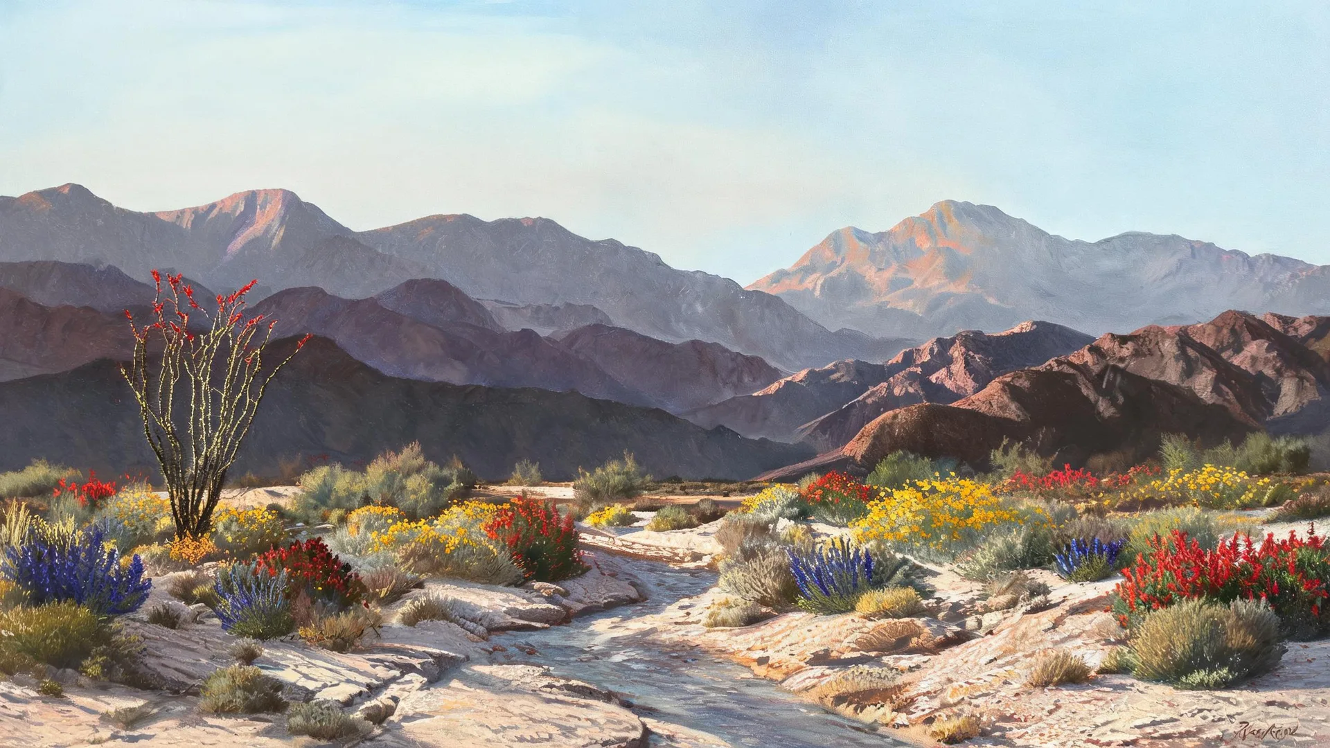 Desert Ocotillo Mountains Cyan, Gradients background