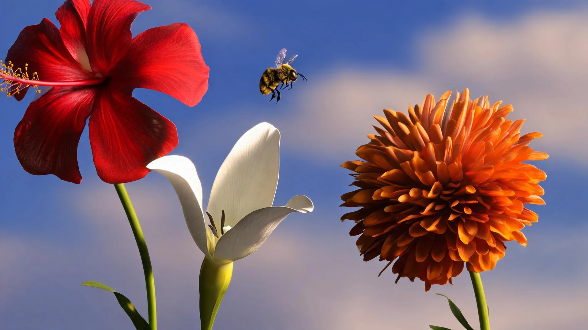 Flowers Bee Sky Silver, Nature background