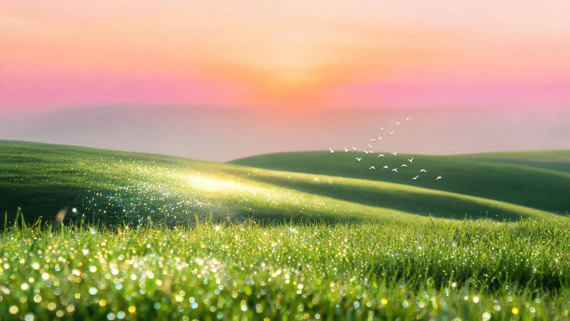 Glitter Meadow Dawn Amber, Nature background