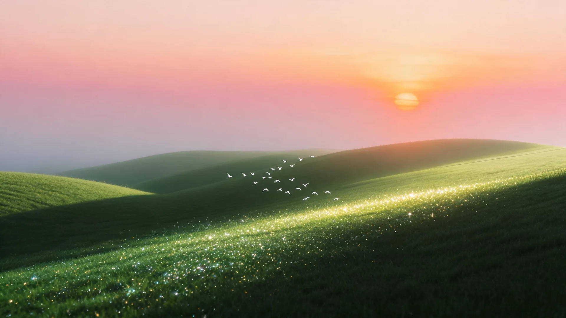 Glitter Meadow Dawn Emerald, Nature background