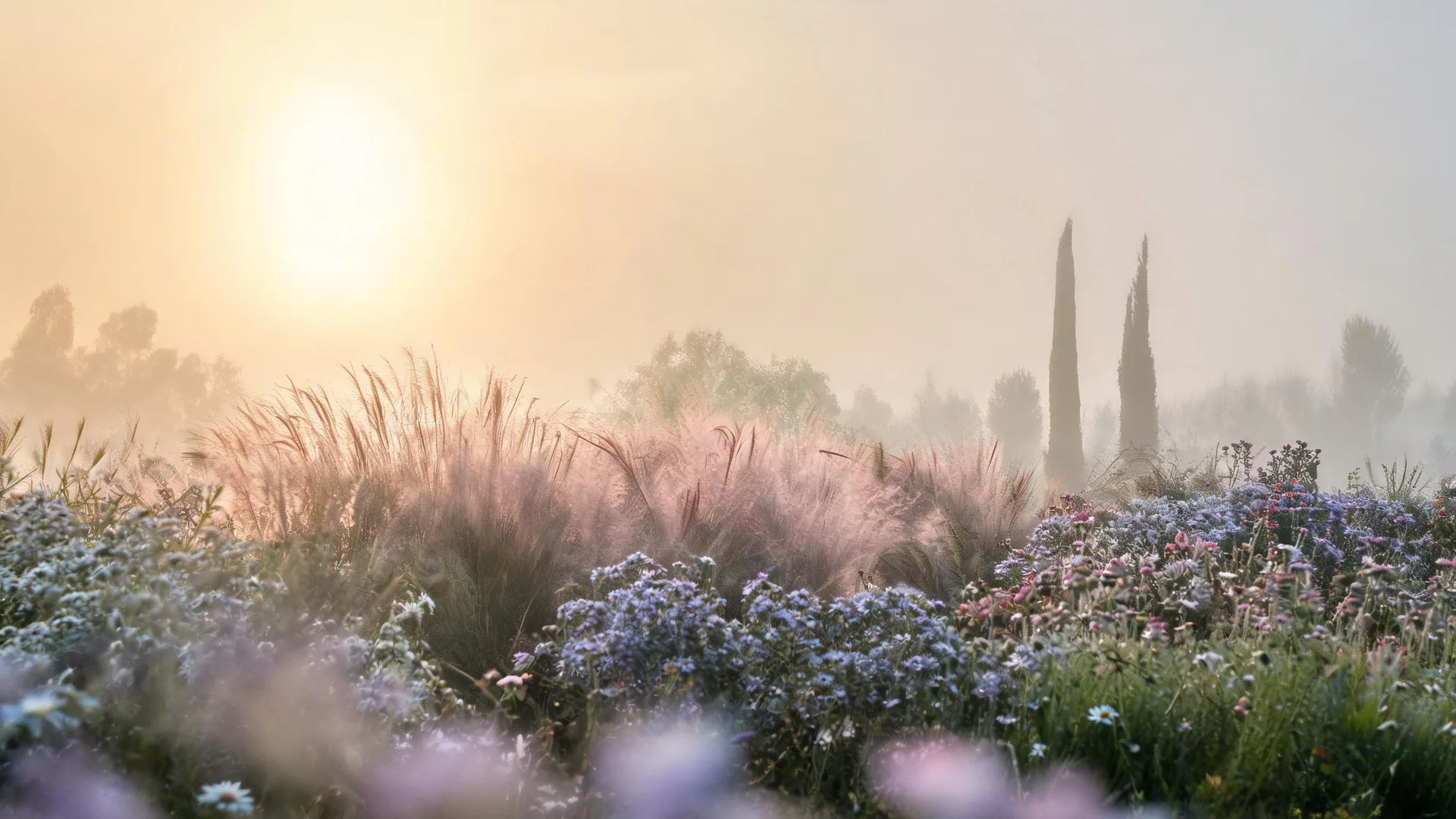 Misty Meadow Garden Amber 2, Nature background
