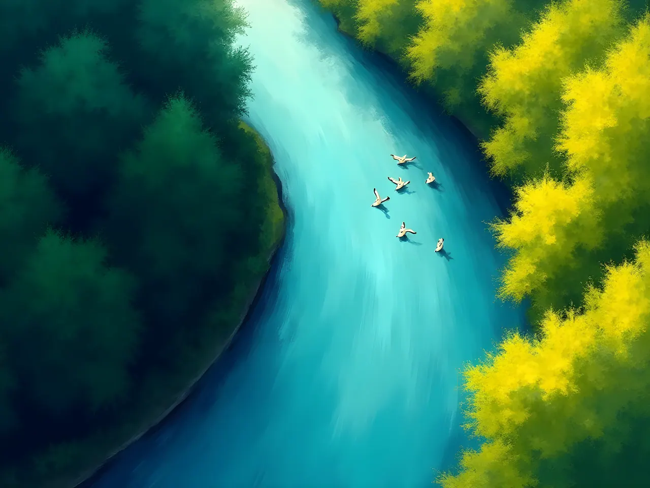 Painted River, Cinematic background