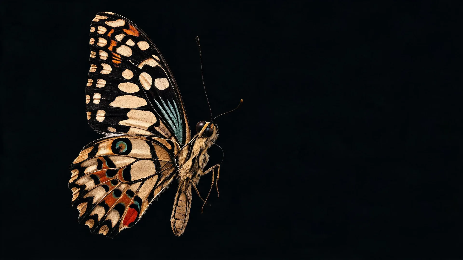 Pinned Swallowtail Black Azure 3, Neon background