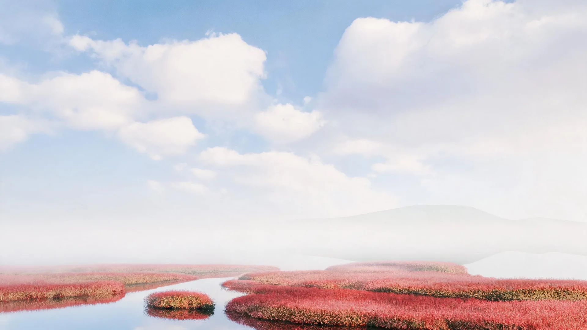 Red Marsh Stream Ivory 4, Pastel background