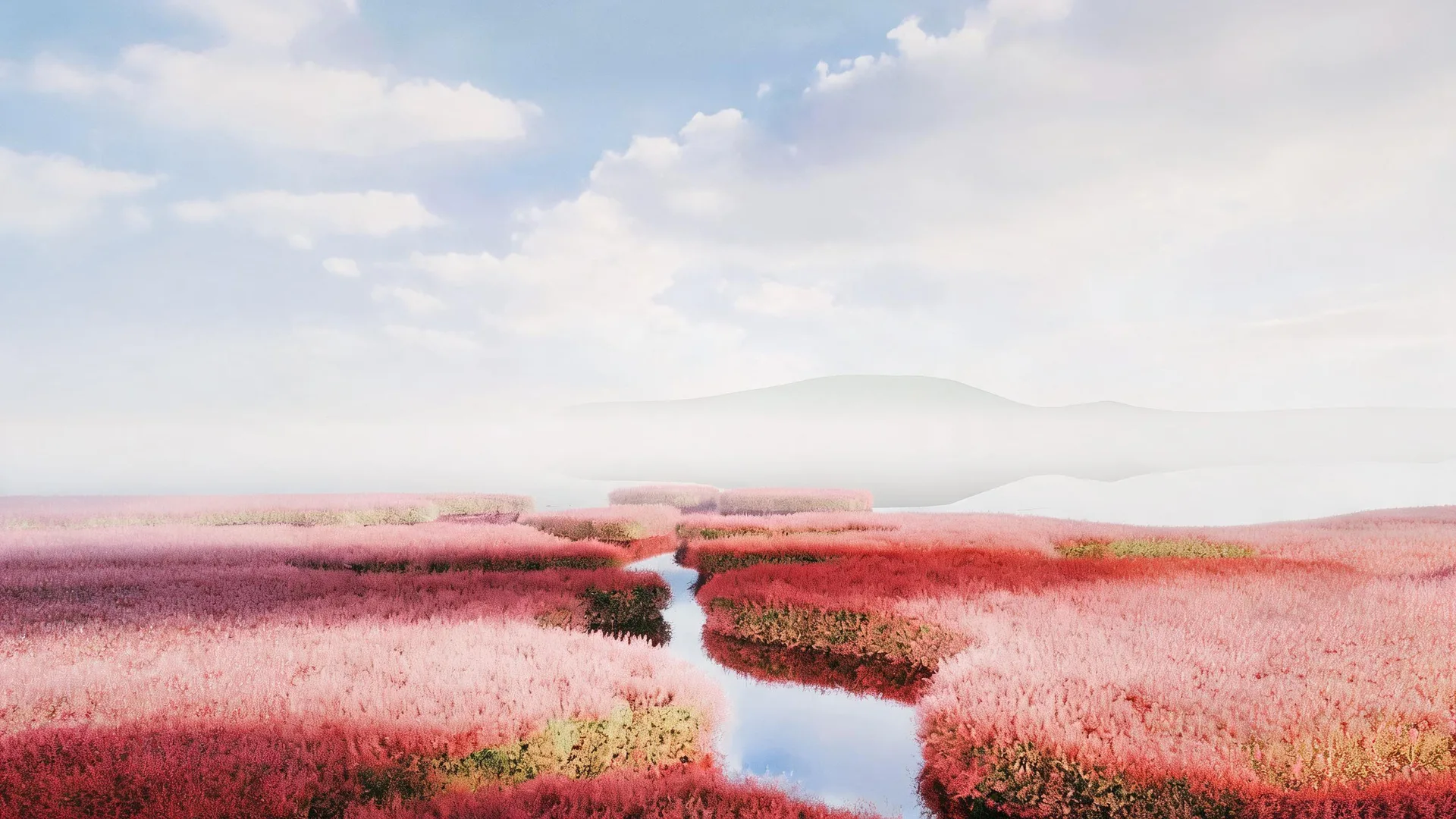 Red Marsh Stream, Pastel background